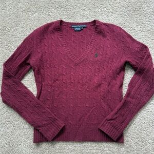 Ralph Lauren Sport Burgundy Cable Knit Sweater